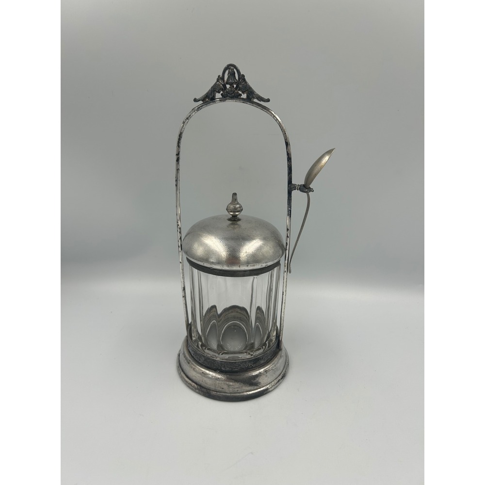 Simpson Hall Miller & Co Antique Silver Plate Glass Pickle Castor Late 1800s 772
